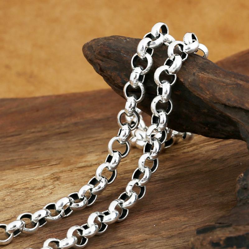

8mm Genuine Solid Sterling Thai Silver O Links Chain Men Heavy Necklace A4615 Chains