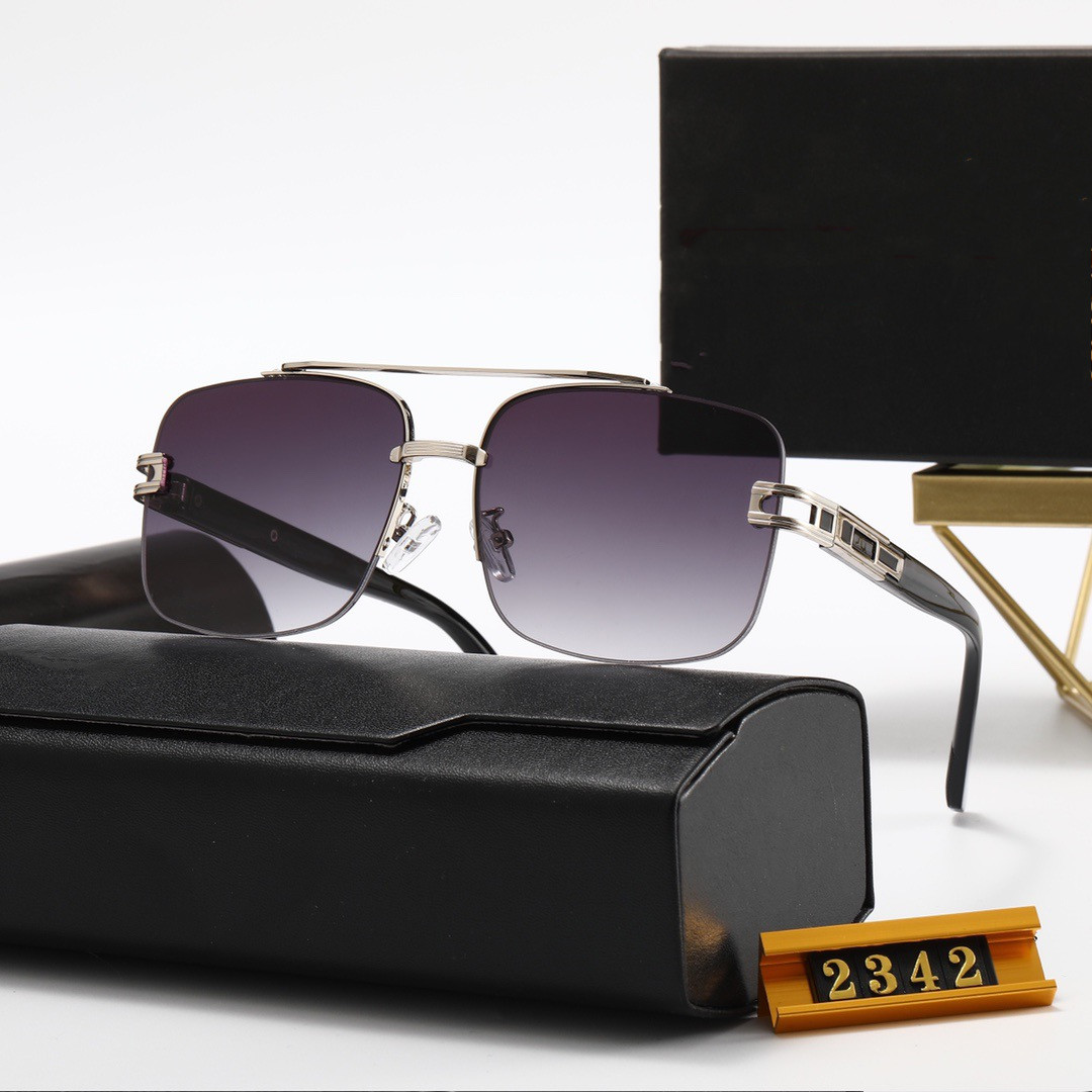 

sunglasses men design metal vintage eyewear fashion style square frameless UV 400 lens with case with box