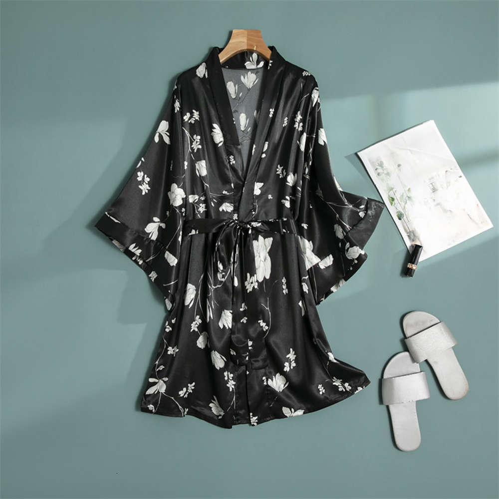 

sexy underwear ice silk simulation robe bathrobe home clothes fun Pajama coat 1049