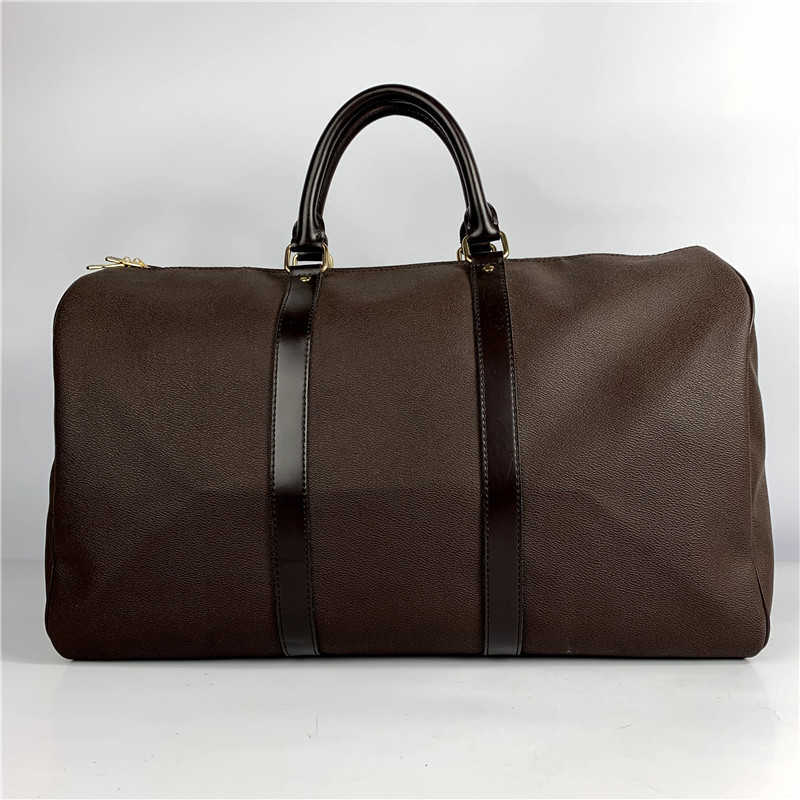

CLASSIC FLOWER 55cm Large size Classic Genuine Leather Handbags Fashion Women Travel Bags Keepall luggage men duffel bag female large capacity sports bags, Brown flower 55cm