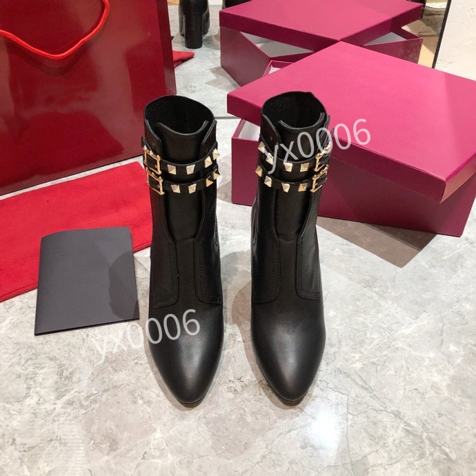 

leather boots Rois booties Removable 35-42 nylon pouch grils thick sole derby zipper Mini bag knee high boot gear chunky heel prad free ship hltn08, 01