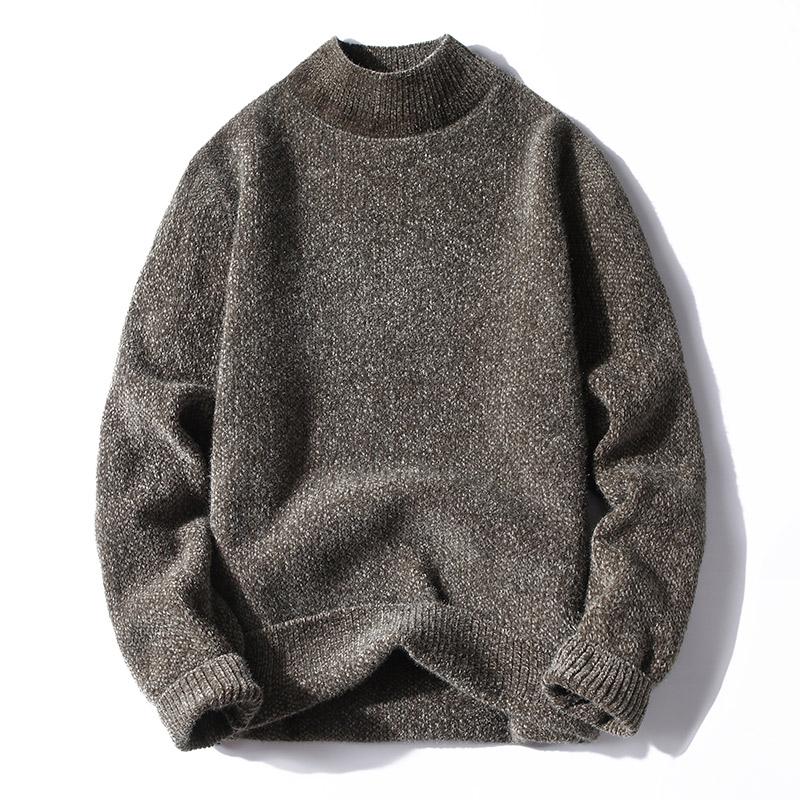 

Men's Sweaters Autumn/winter Sweater Round Neck Pullover Solid Color Thick Black Knit Slim Boys Bottoming, White;black