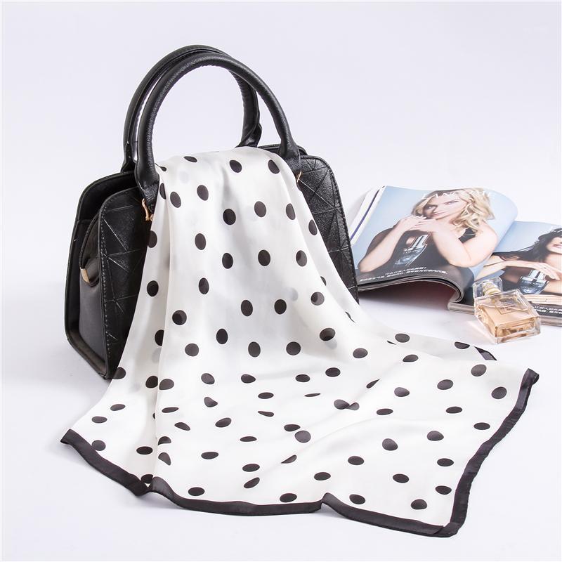 

Scarves Women Square Silk Scarf Foulard Lady Office Neck Scarfs Dot Print Soft Hair Band Female Hand Kerchief 2021 Fashion, Blue;gray