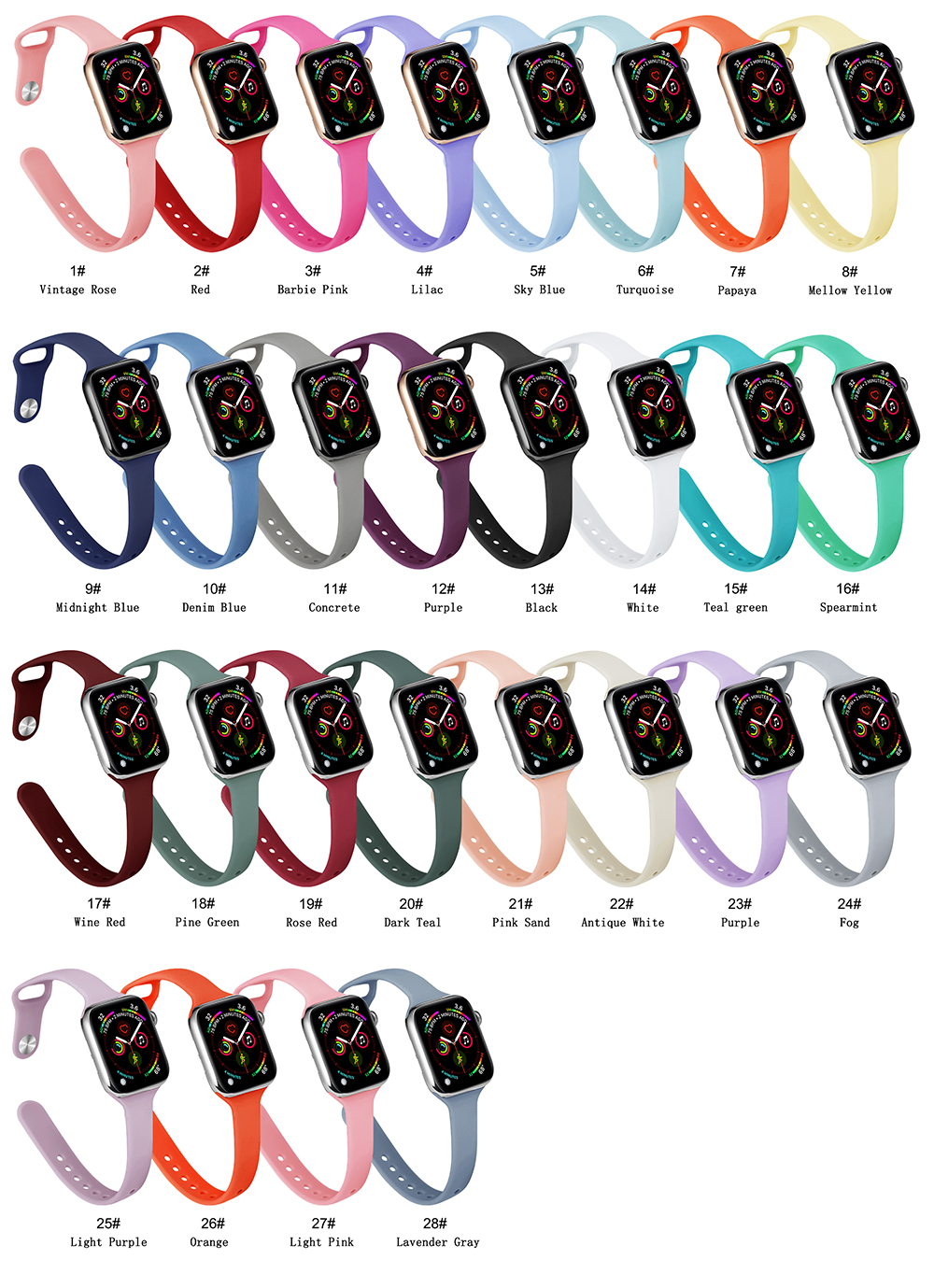 

Silicone Watchband Replacement Slim Watch Strap For Watch 5 4 3 2 1 Slim Wrist Strap For Smart Watch