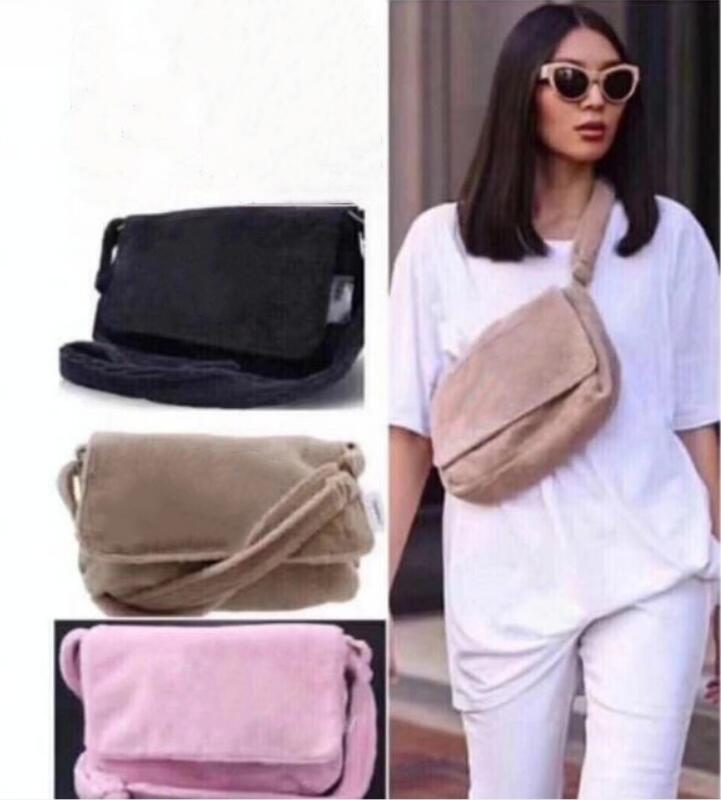 

Fashion 3-color flannel messenger bags Men women Brand handbags wallet Paris Lady velvet Shoulder bag