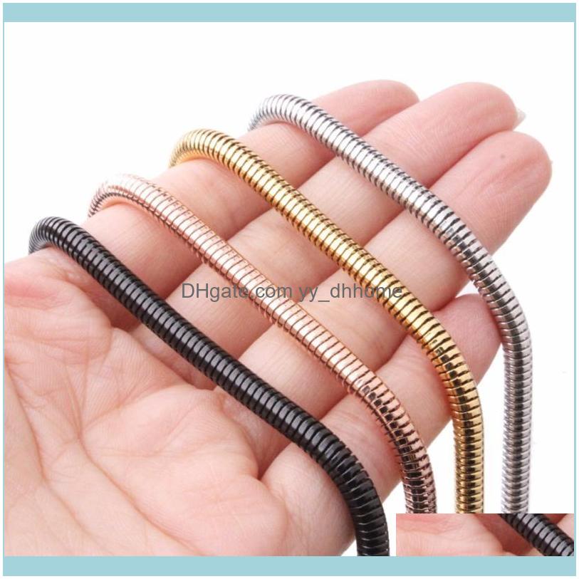 

Chains Necklaces & Pendants Jewelrychains 4.2Mm Width 60Cm Length Sier Color/Gold/Black Color Clasp Snake Chain Bracelet Necklace Mens Women