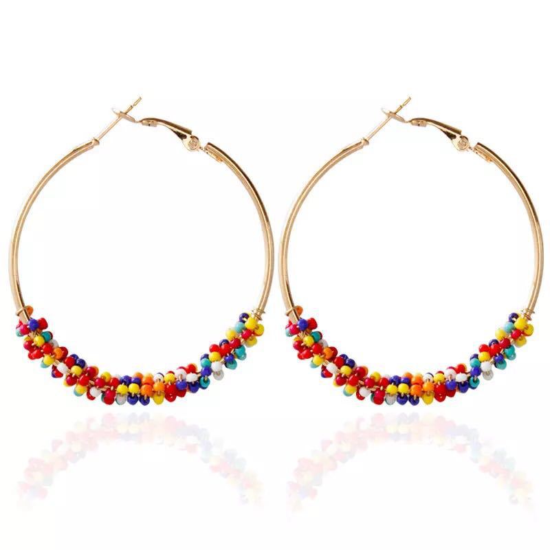 

Ins Fresh color Brife Earrings sweet Charm earring Beads Jewelry Joker concise temperament
