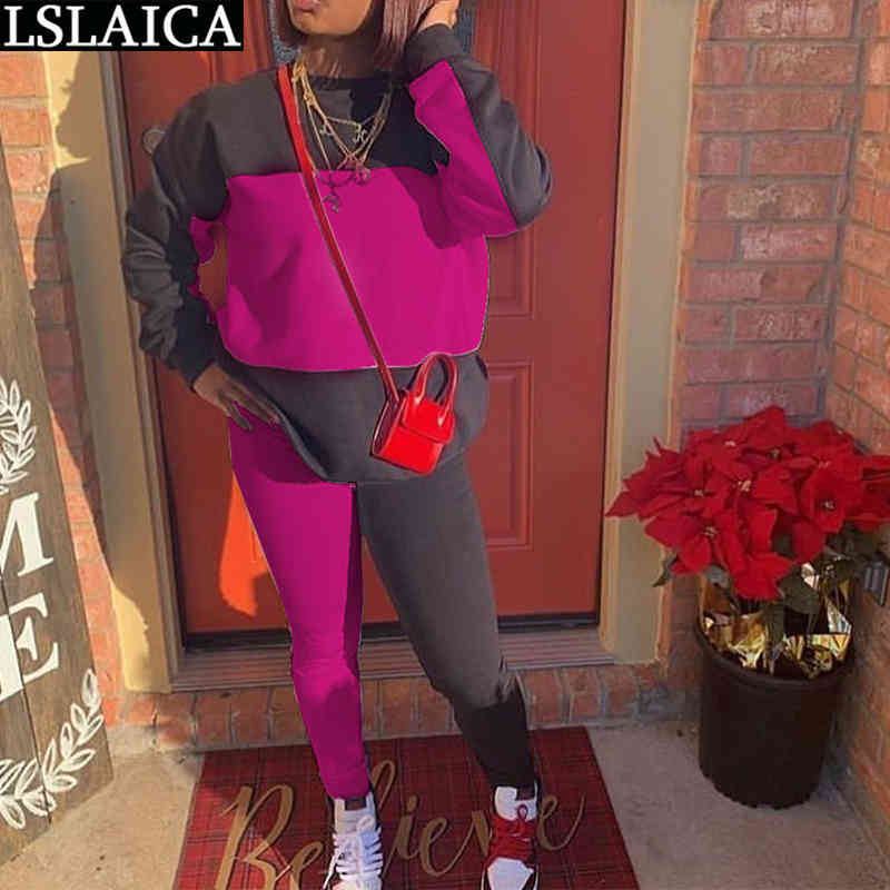 

Tracksuit Women Straight Sleeve Sweatshirt Trousers Sports Suit Casual Two Piece Set Streetwear Fashion Dresy Damskie 210520, White