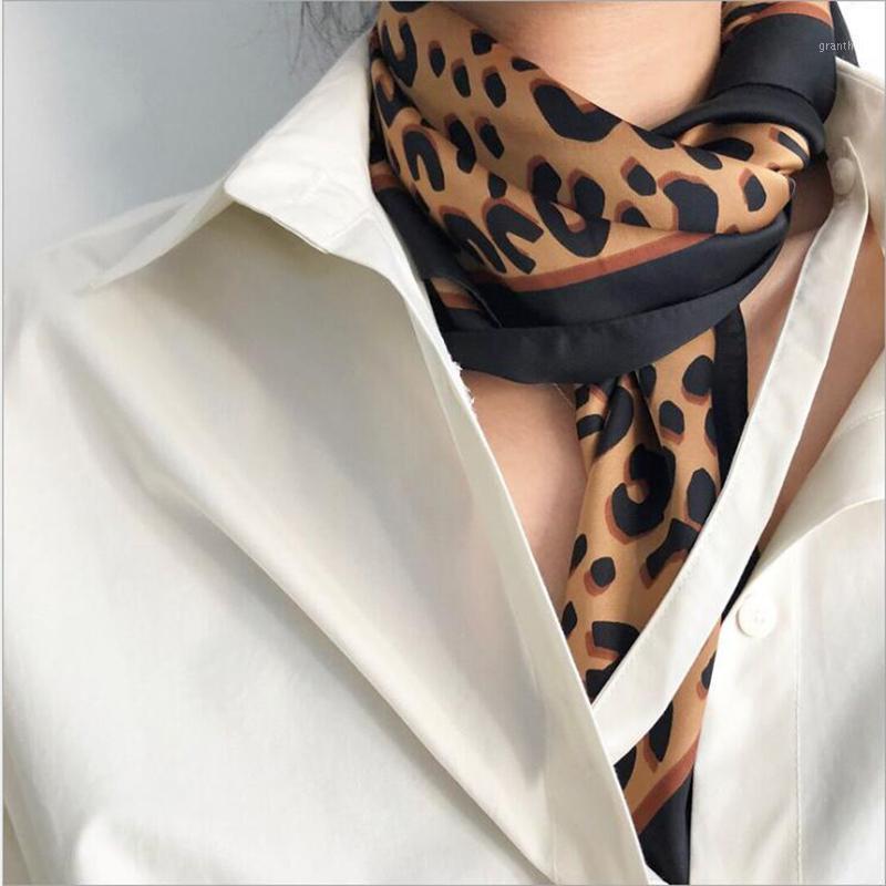 

Scarves Winter 2021 Fashion Women Twill Satin Diamond Wrist Soft Silk Leopard Scarf Design Foulard, Blue;gray