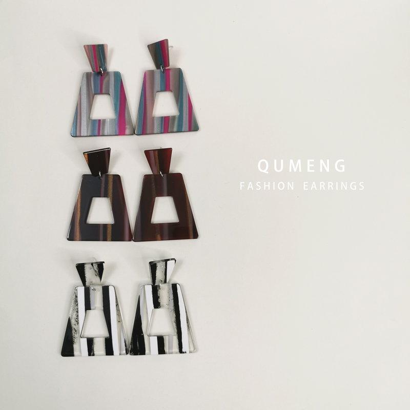 

Vintage Big Earrings For Women Fashion Jewelry Personality Geometric 2021 Acrylic Stud Factory Direct Sales