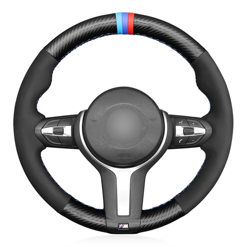 Black Carbon Fiber Car Steering Wheel Cover For BMW M Sport F30 F31 F34 F10 F11 F07 F12 F13 F06 X3 F25 F32 F33 F36 X1 F48 X2 F39-image-747083264