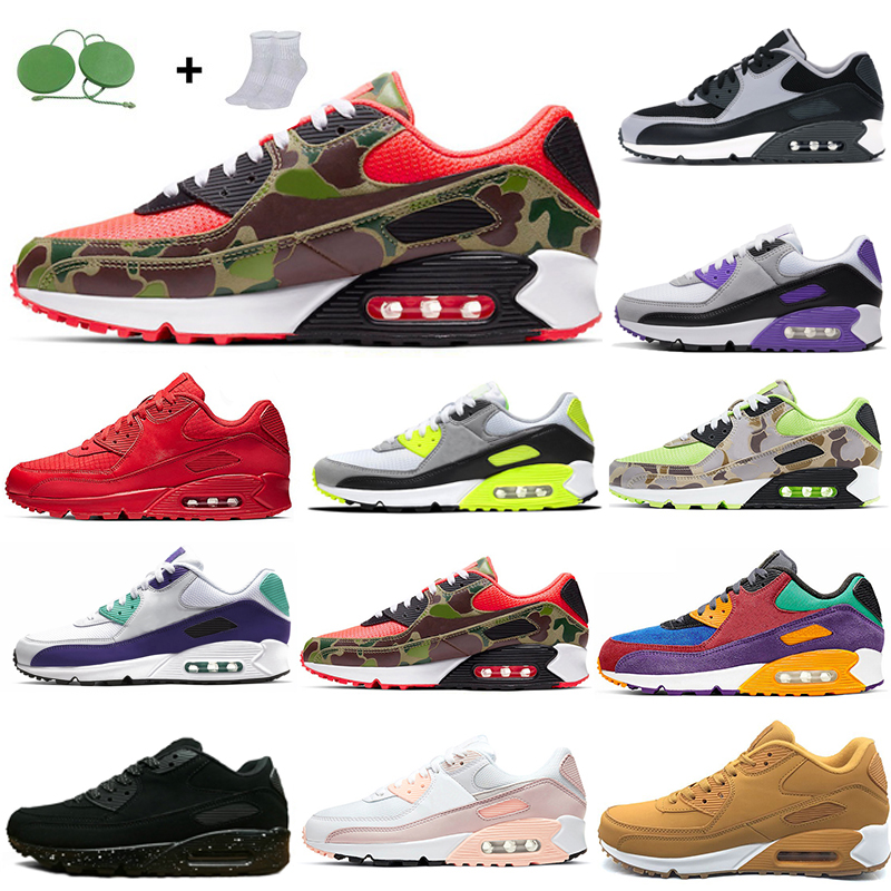 

90 women Camo Reverse Duck running shoes UNC laser blue Green premium CNY 90s black grey men comfortable outdoor sports shoes size 36-45, 2 triple black