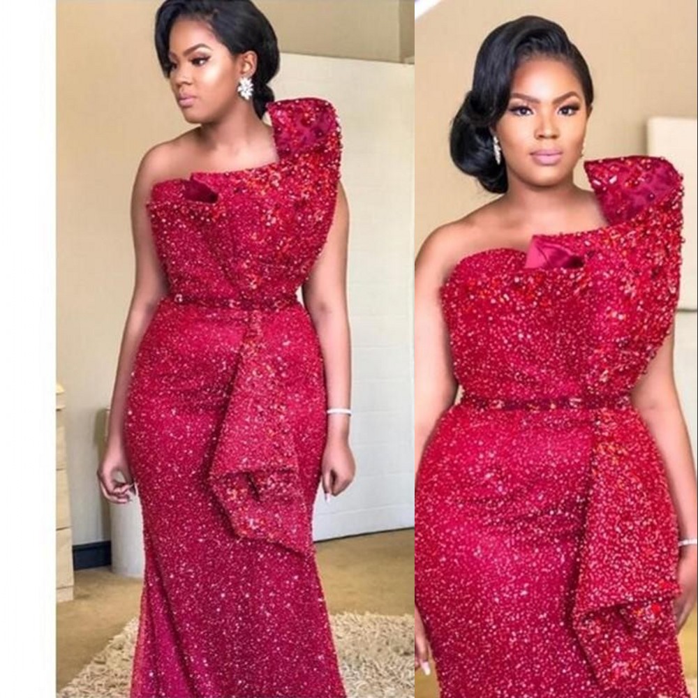 

2021 Sexy Aso Ebi Arabic Red Burgundy Sparkly Sequins Evening Dresses Beaded Crystals Mermaid Prom Dress Sequined Formal Party Bridesmaid Pageant Gowns, Gold