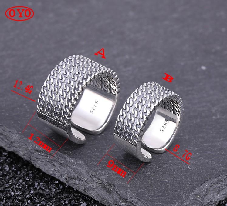 

Cluster Rings 925 Sterling Silver Chain Pattern Couple Fashion Ring