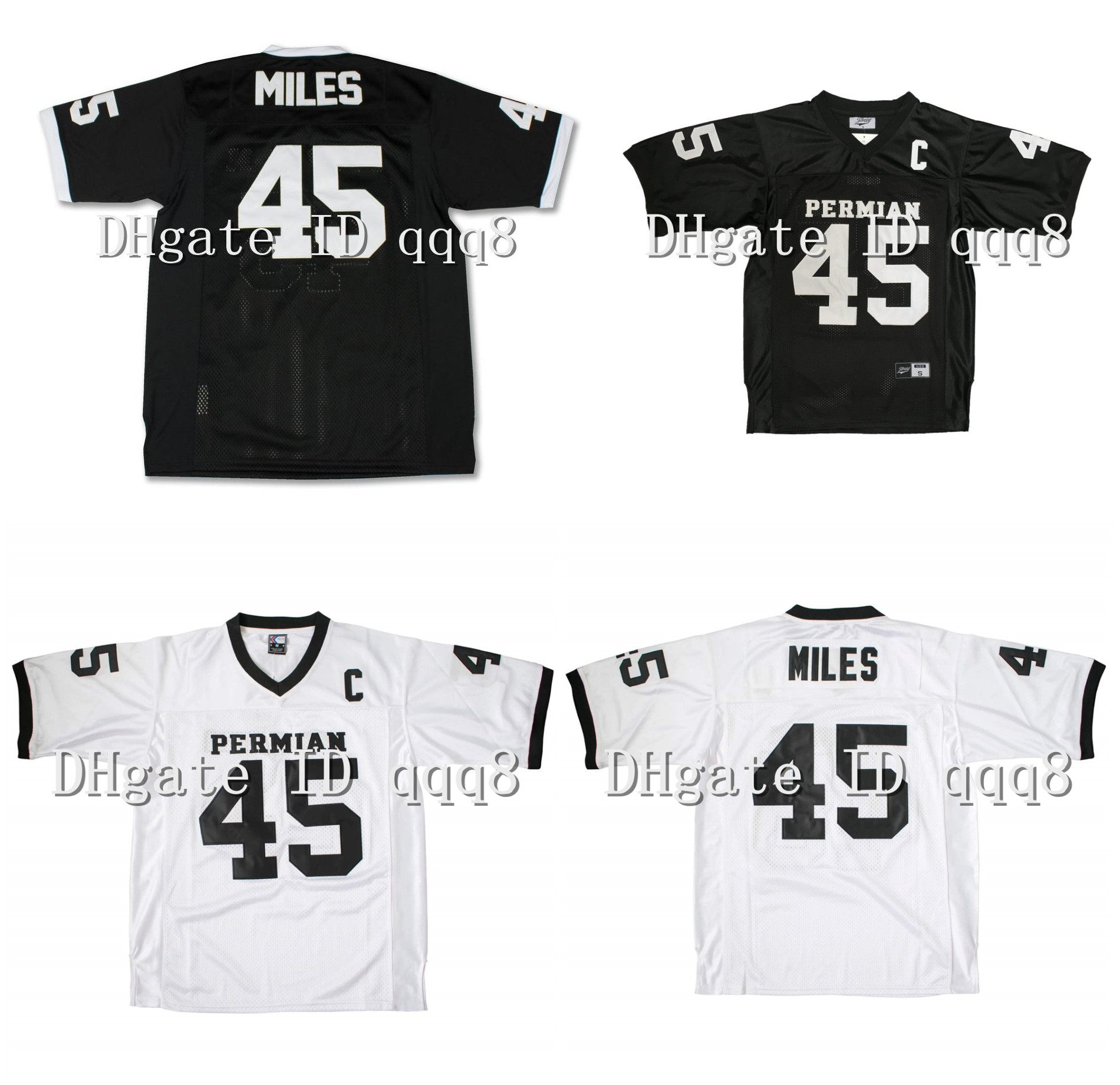 

Top Quality ! #45 Boobie Miles Permian Panther Jersey All Stitched Friday Night Lights Movie Jerseys Black White football jerseys