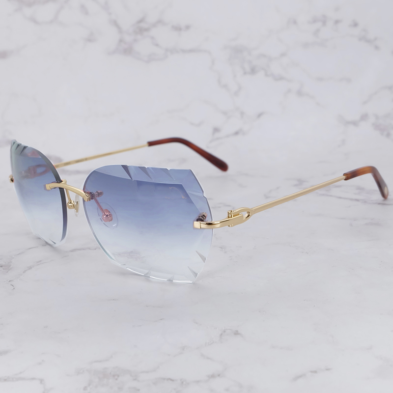 

Diamond Cut Sunglasses Men Women Designer Carter Rimless Sun Shades Vintage Metal Luxury Brand New Glasses Cool Decoration Trending Products Eyewear