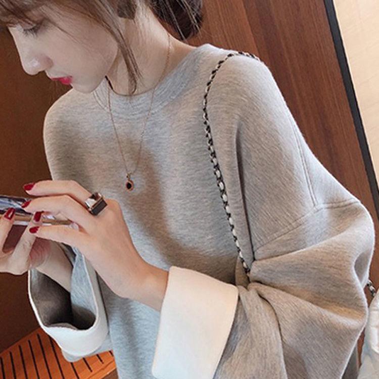 

Women's Hoodies & Sweatshirts Grey Sweater 2021 Spring And Autumn Thin Fried Street Loose Sleeves, Black