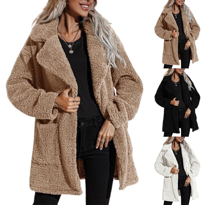 

Women' Jackets Women Fashion Coats Winter Warm Teddy Bear Cardigan Shaggy Fur Thermal Coat Jumper Casual Fleece Long Tops, Khaki