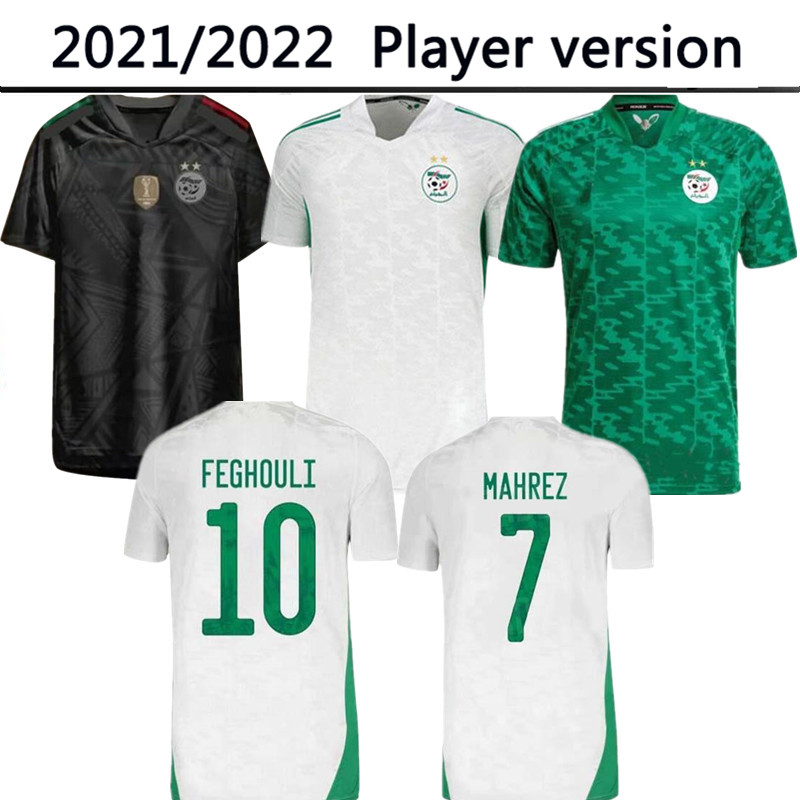 

Algerie Player version 2022 2023 Soccer Jerseys home white black third away green MAHREZ FEGHOULI BENNACER ATAL 22 23 Algeria football shirt men maillot de foot