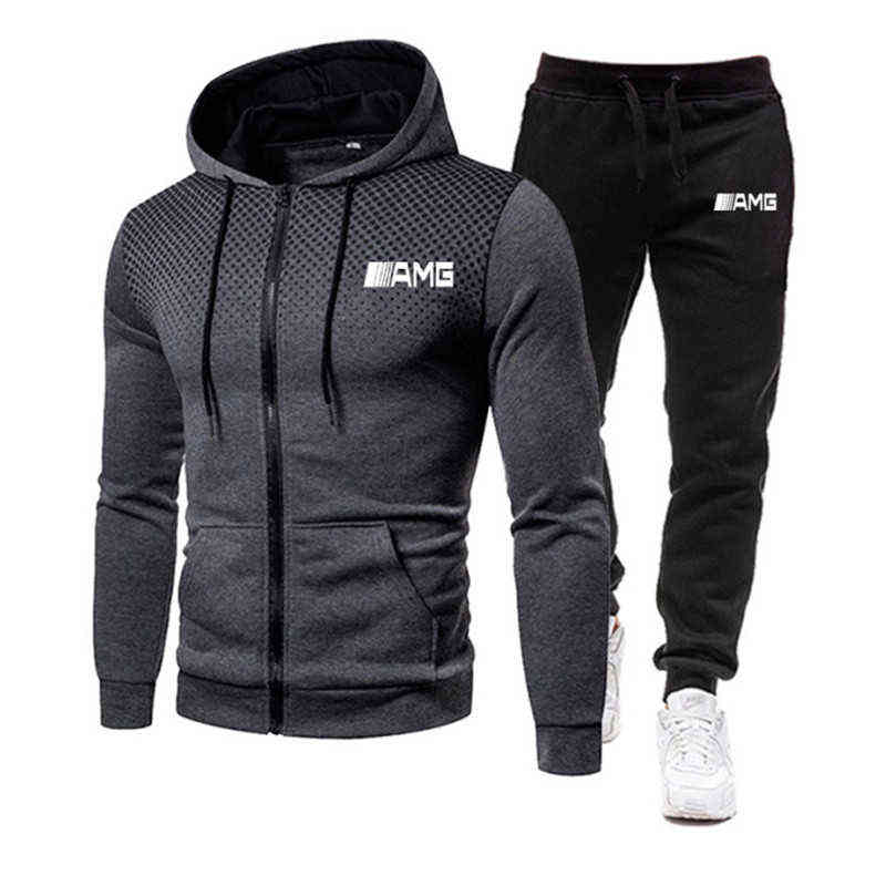 

the New Men's Clothing Men Sets Amg Letter Printing Hoodie Set Fleece Zipper Sweatshirt Casual Sport Sweatpants Mens Tracksuits, 10
