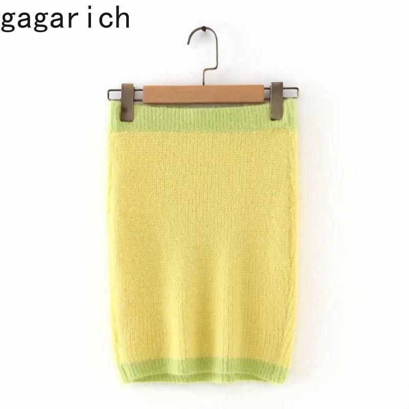 

Gagarich Women High Waist Skirt Knitted Sexy Solid Contrast Color Mini Lady Autumn Pencil Bodycon Wear Party Club Korean Skirts, Pink