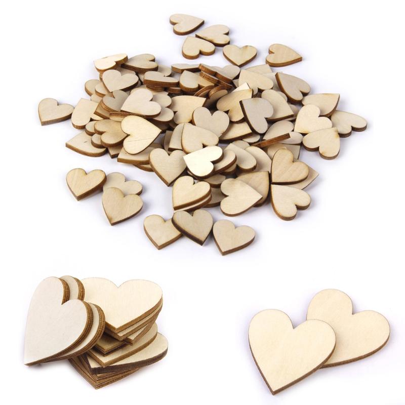 

Christmas Decorations 50pcs 40mm Blank Heart Wood Slices Discs For DIY Crafts Embellishments (Wood Color)