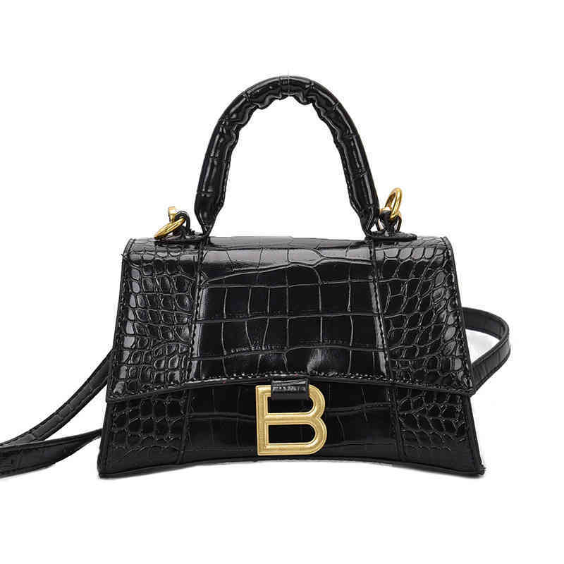

74% OFF bag hourglass leisure personalized Single Shoulder Messenger Black Crocodile pattern small square, White