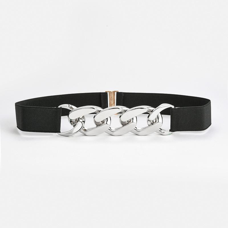 

Belts 2021 Elastic Wide Women Waist Belt Gold Color Chain Ladies Dress Fashion Coat Sweater Female Waistband, Silver