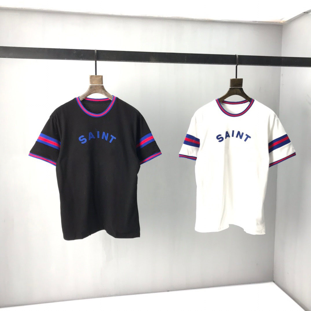 

2021 Men's and women's T-shirt splicing printing short sleeve early spring double strand fine cotton fabric digital printing proce, Black;brown