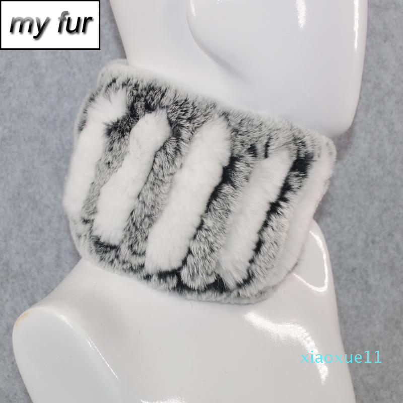 

Scarves 2021 Real Rex Fur Ring Scarf Women Knitted Warm Soft Good Elastic Natural Neckerchief