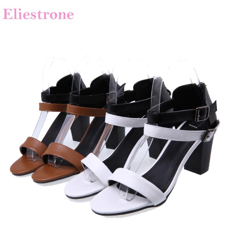 

Brand Sales Summer Sexy White Brown Women Office Sandals Fashion Lady Party Shoes High Heel SH319 Plus Big Size  33 45, Black