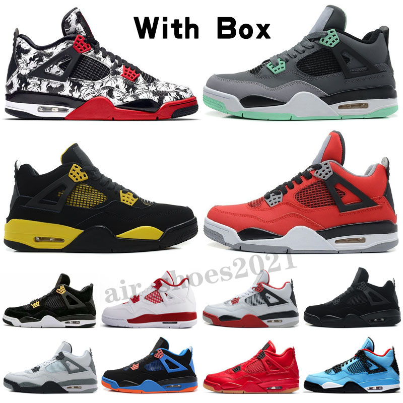 

Black cat 4 4s basketball shoes bred neon wings encore cactus jack white cement mens stylist sneakers trainers US 7-13, Color 4