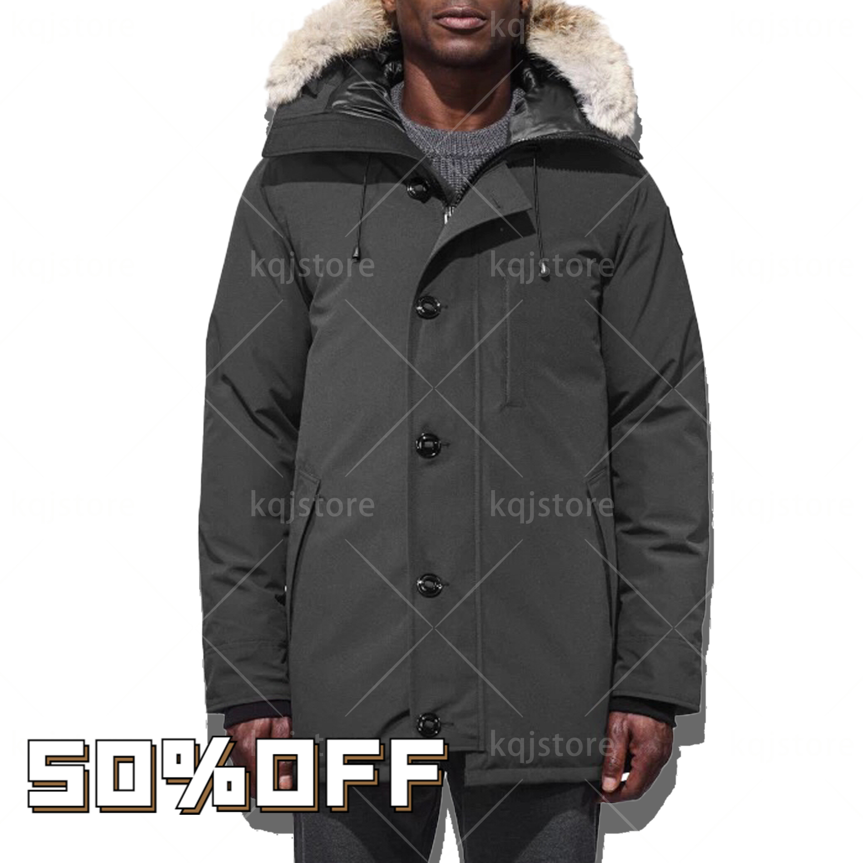 

High Quality man Winter Wolf Fu Travel Parka Down Jacket Long Puffer Coats Warm Overcoat outwear, Photo color