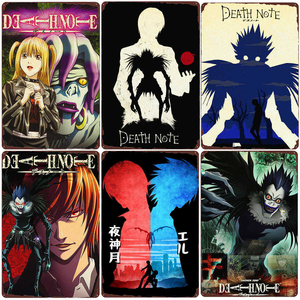 

Death Note Plaque Vintage Metal Tin Sign Bar Pub Club Cafe Home Decoration Classic Anime Plates Japanese Comic Wall Sticker N389