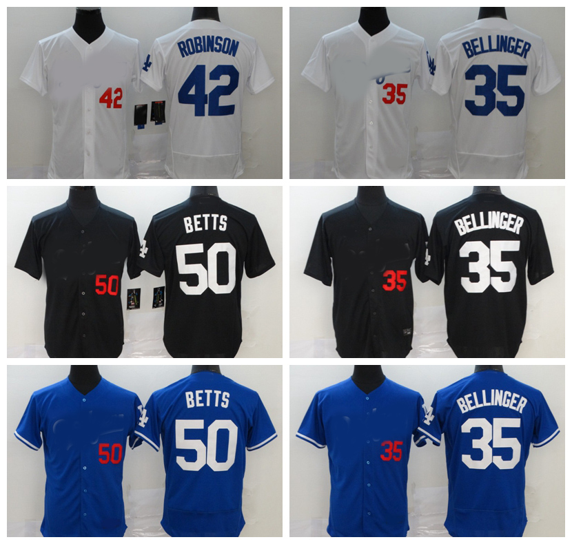 

Los Angeles Baseball Jerseys 35 Cody Bellinger 22 Clayton Kershaw 42 Jackie Robinson 50 Mookie Betts Men Women Youth size -XXXXL, Blue;black