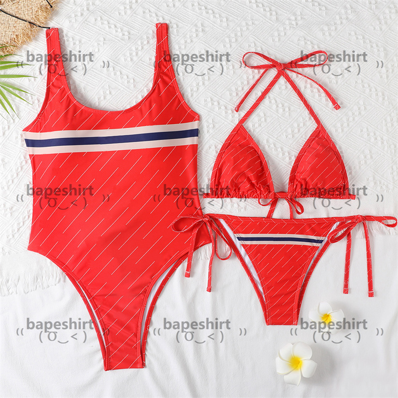

Luxury Red Padded Swimwear Women' Designer Wear Outdoor Beach Tourism Top Quality Bandage Hipster One-piece Swimsuits