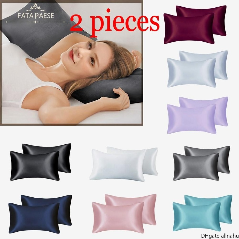 

FATAPAESE Solid A+ Silky Satin Skin Care Pillowcase Hair Anti Pillow Case Queen King Full Size Pillow Cover DHL Ship, Usa full(20x26 inch)