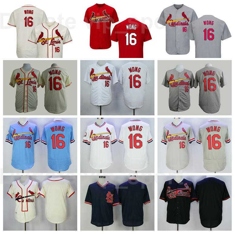 

Baseball Retire 16 Kolten Wong Retro Jersey Pullover Flexbase Cool Base Cooperstown Team Red White Grey Blue Beige Stitched 1985 Vintage