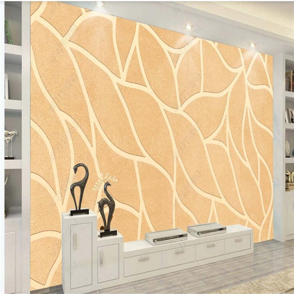 Modern living style wallpaper minimalist geometric leaf line three-dimensional pattern TV background wall-image-698539400