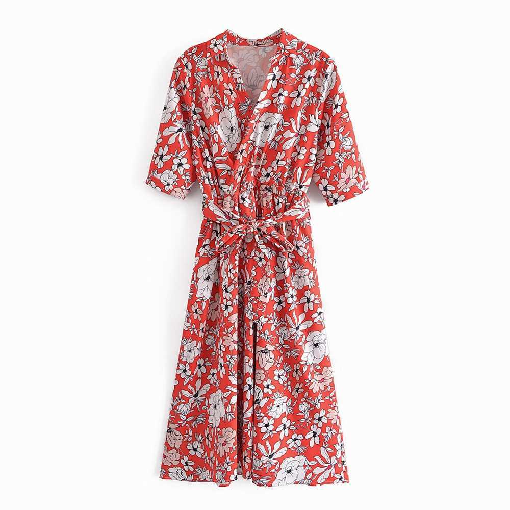 

Women Summer Floral Dress Arrival Modern Lady Midi Sundress Vestidos 210602, As photo