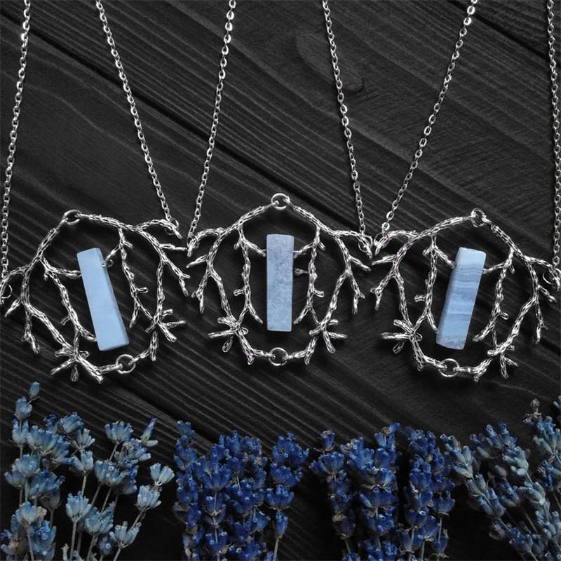 

Pendant Necklaces Green/White Raw Quartz Branches Necklace Witch Fantasy Forest Jewelry Gothic Jewellery Statement Wedding Magic