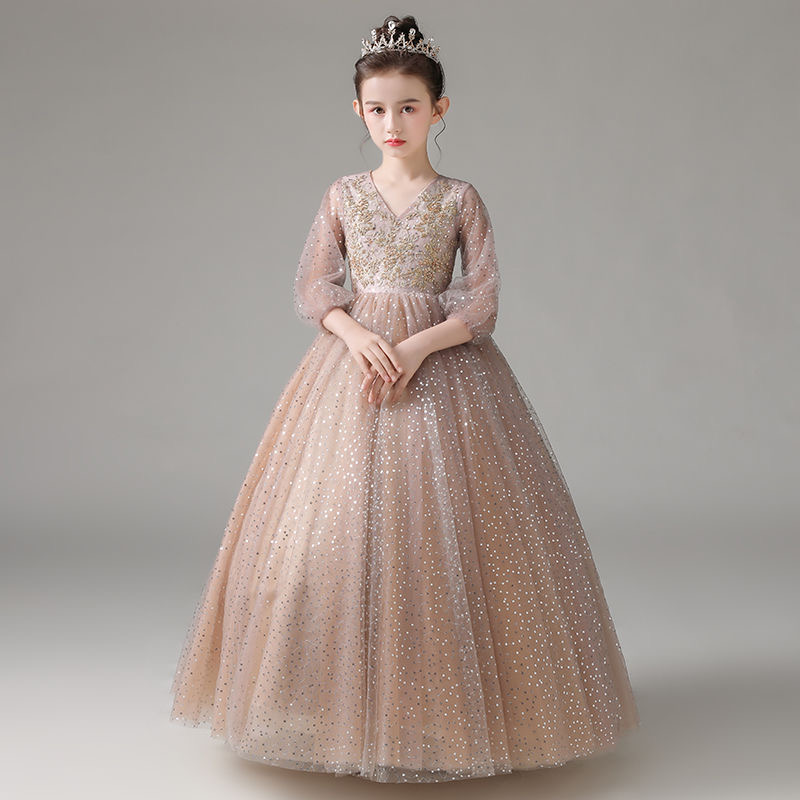 

Girl princess skirts pageant dresses 2021 new high-end temperament long pengpeng skirt fashionable host piano performance clothes autumn, Black