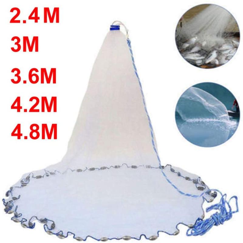 

Fishing Accessories 2.4M 4.8M Net With Sinker Network Hand Throw Small Mesh Cast Catch Fish Gill Tool USA Style