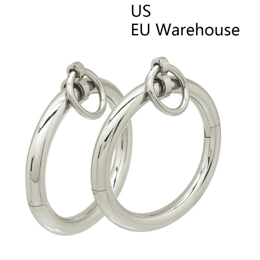 

Polished Shining Stainless Steel Lockable Wrist Ankle Cuffs Bangle Slave Bracelet with Removable o Ring Restraints Set Q0717