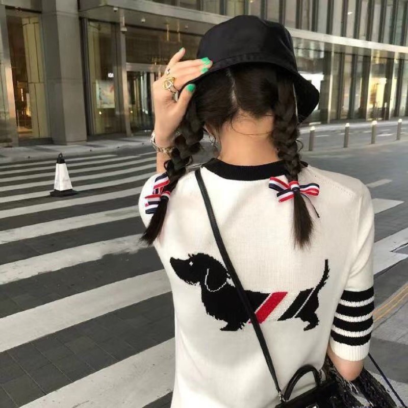 

dress skirt poison house correct version tb dog knitting four bars show thin wrap hip round neck 21 short sleeve medium and long women, Black;gray