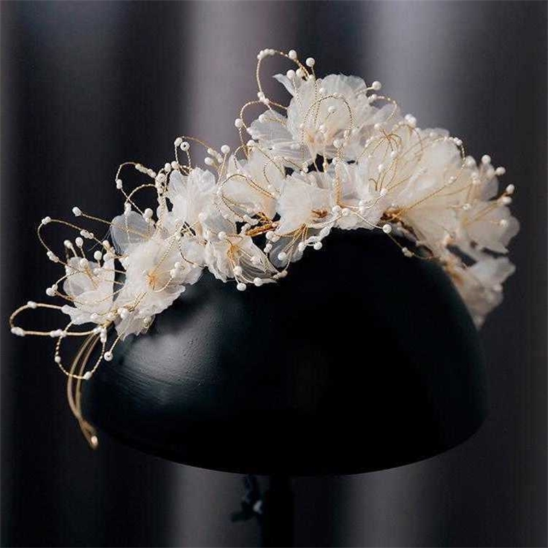 

Hair Accessories Pink Wedding Flower Floral Headbands Hairbands Headpieces Pearls Hair Combs Pins For Women Bride Bridal Jewelry