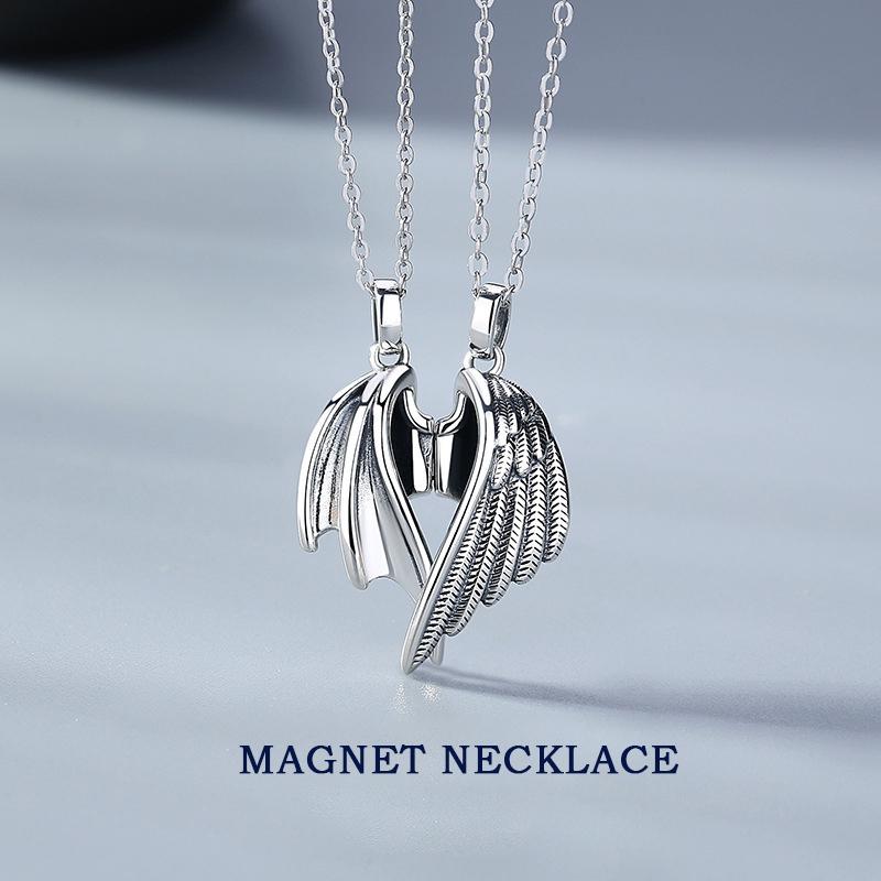 

Chokers The Devil With Angel Necklace For Women Men Magnet Lover Couple Necklaces Choker Rope Chain Friendship Jewelry Gift Collier