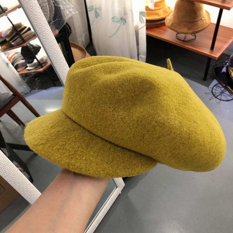

Stingy Brim Hats 202110-xx Export To Japan Autumn Winter Solid Soft Wool Octagonal Hat Men Women Visors Cap, Black