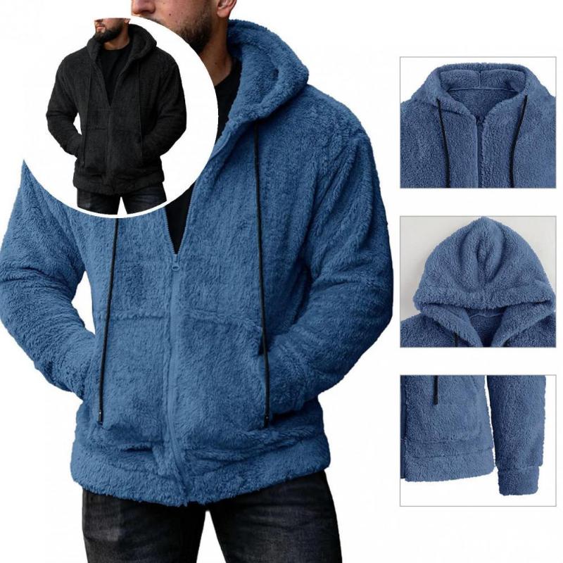 

Men's Jackets Fabulous Men Jacket Solid Color All Match Fluffy Winter Coat, Black;brown