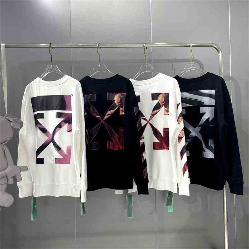 

hoodies2021 ow autumn winter new round neck off male and female lovers white arrow oil painting religious sweater